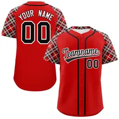 Red Black-White Raglan Sleeves Authentic Baseball Jersey