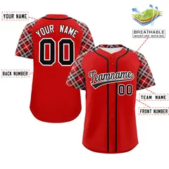 Red Black-White Raglan Sleeves Authentic Baseball Jersey 2