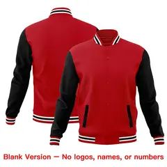 Red Black White Raglan Sleeves Letterman Cotton Jacket 6