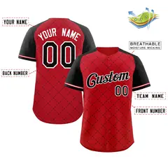 Red Black-White Rhombus Authentic Baseball Jersey 2