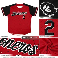 Red Black-White Rhombus Authentic Baseball Jersey 5
