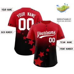 Red Black White Rising Stars Gradient Baseball Jersey 2