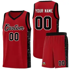 Red Black-White Side Splash Basketball Uniform Jersey