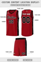 Red Black-White Side Splash Basketball Uniform Jersey 2