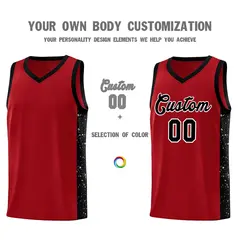 Red Black-White Side Splash Basketball Uniform Jersey 3