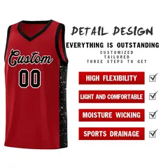 Red Black-White Side Splash Basketball Uniform Jersey 5