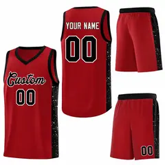Red Black-White Side Splash Basketball Uniform Jersey 6