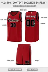 Red Black-White Side Two Bars Basketball Jersey 2
