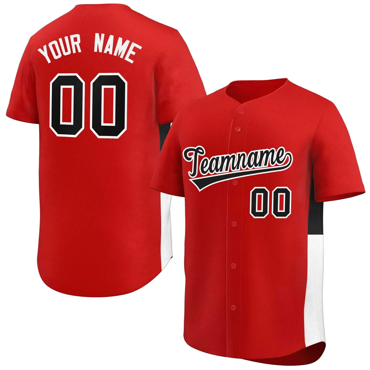 Red Black-White Side Two-Tone Authentic Baseball Jersey