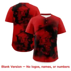 Red Black White Skeleton Graffiti Quick Dry Baseball Jersey 8
