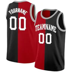 Red Black-White Split Fashion Tops Basketball Jersey