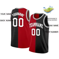 Red Black-White Split Fashion Tops Basketball Jersey 2