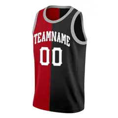 Red Black-White Split Fashion Tops Basketball Jersey 3