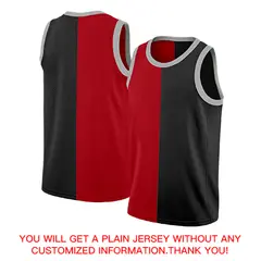 Red Black-White Split Fashion Tops Basketball Jersey 4