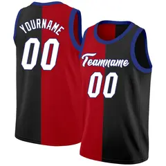 Red Black-White Split Fashion Tops Basketball Jersey
