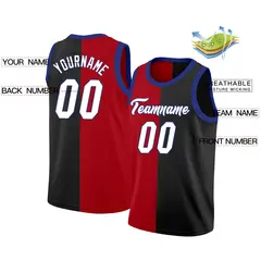 Red Black-White Split Fashion Tops Basketball Jersey 2