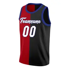 Red Black-White Split Fashion Tops Basketball Jersey 3