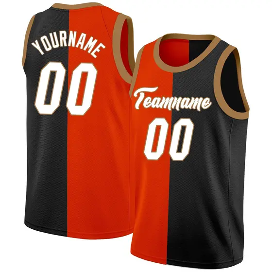 Red Black-White Split Fashion Tops Basketball Jersey