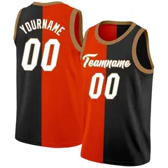 Red Black-White Split Fashion Tops Basketball Jersey 1