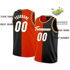 Red Black-White Split Fashion Tops Basketball Jersey 2