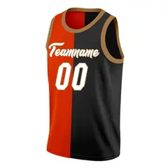 Red Black-White Split Fashion Tops Basketball Jersey 3