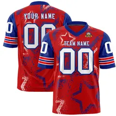 Red Black White Star Pattern Authentic Football Jersey