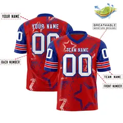 Red Black White Star Pattern Authentic Football Jersey 2