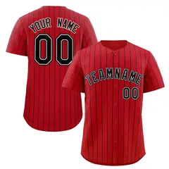 Red Black-White Stripe Authentic Fashion Baseball Jersey
