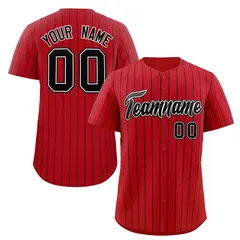 Red Black-White Stripe Authentic Fashion Baseball Jersey