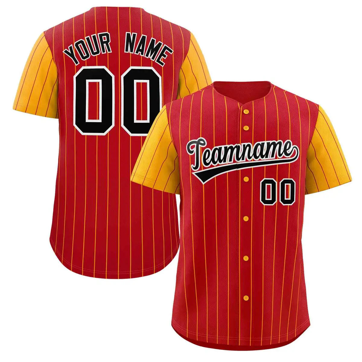 Red Black-White Stripe Raglan Sleeves Baseball Jersey
