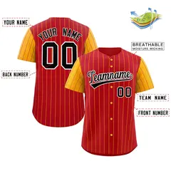 Red Black-White Stripe Raglan Sleeves Baseball Jersey 2