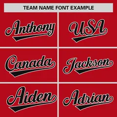 Red Black-White Stripe Raglan Two-Button Softball Jersey 3
