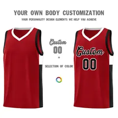 Red Black-White Two-Tone Classic Basketball Jersey 3
