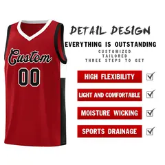 Red Black-White Two-Tone Classic Basketball Jersey 5