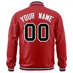Red Black-White Varsity Full-Zip Letterman Bomber Jacket 4