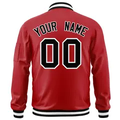 Red Black-White Varsity Full-Zip Letterman Bomber Jacket 4