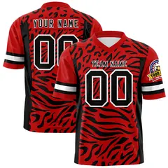 Red Black-White Zebra Stripes Authentic Football Jersey 1