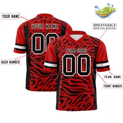 Red Black-White Zebra Stripes Authentic Football Jersey 2