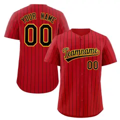 Red Black-Yellow Stripe Authentic Fashion Baseball Jersey