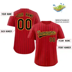 Red Black-Yellow Stripe Authentic Fashion Baseball Jersey 2