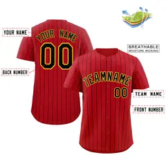 Red Black-Yellow Stripe Authentic Fashion Baseball Jersey 2