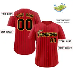 Red Black-Yellow Stripe Authentic Fashion Baseball Jersey 2