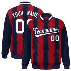 Red Blade Pattern Raglan Varsity Letterman Baseball Jacket 1