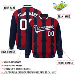 Red Blade Pattern Raglan Varsity Letterman Baseball Jacket 2