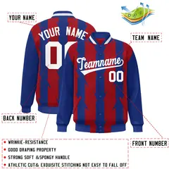 Red Blade Pattern Raglan Varsity Letterman Baseball Jacket 2