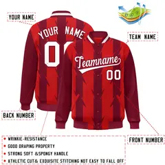 Red Blade Pattern Raglan Varsity Letterman Baseball Jacket 2
