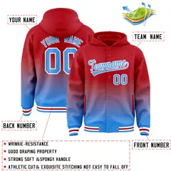 Red Blue Gradient Letterman Varsity Jacket Hoodie 4