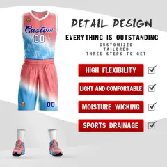 Red Blue-Royal Gradient Slash Basketball Jersey 2