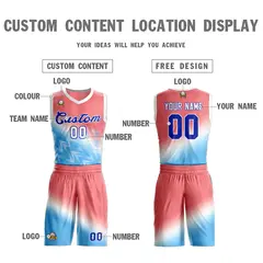 Red Blue-Royal Gradient Slash Basketball Jersey 3