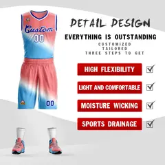 Red Blue-Royal Gradient Slash Basketball Jersey 2